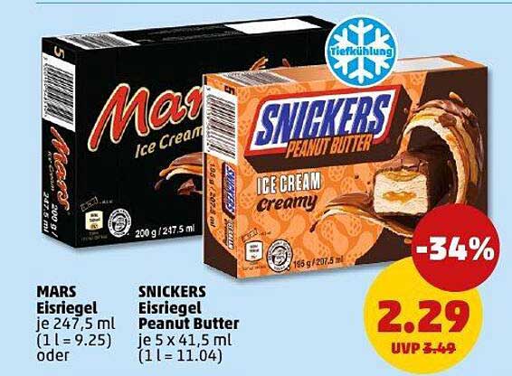 Mars und Snickers Eisriegel bei Penny
