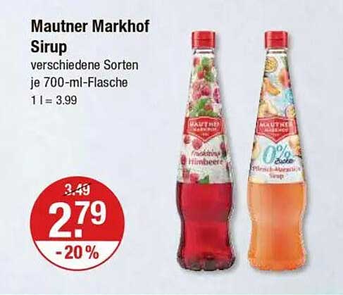 Mautner Markhof Sirup - verschiedene Sorten je 700-ml-Flasche