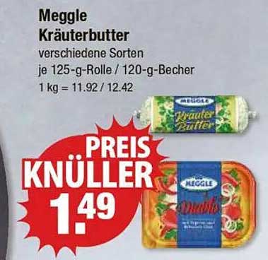 Meggle Kräuterbutter verschiedene Sorten je 125-g-Rolle / 120-g-Becher