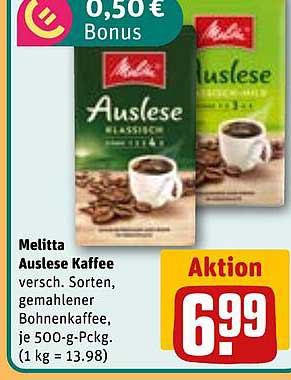 Melitta Auslese Kaffee verschiedene Sorten, gemahlener Bohnenkaffee, je 500-g-Pckg.