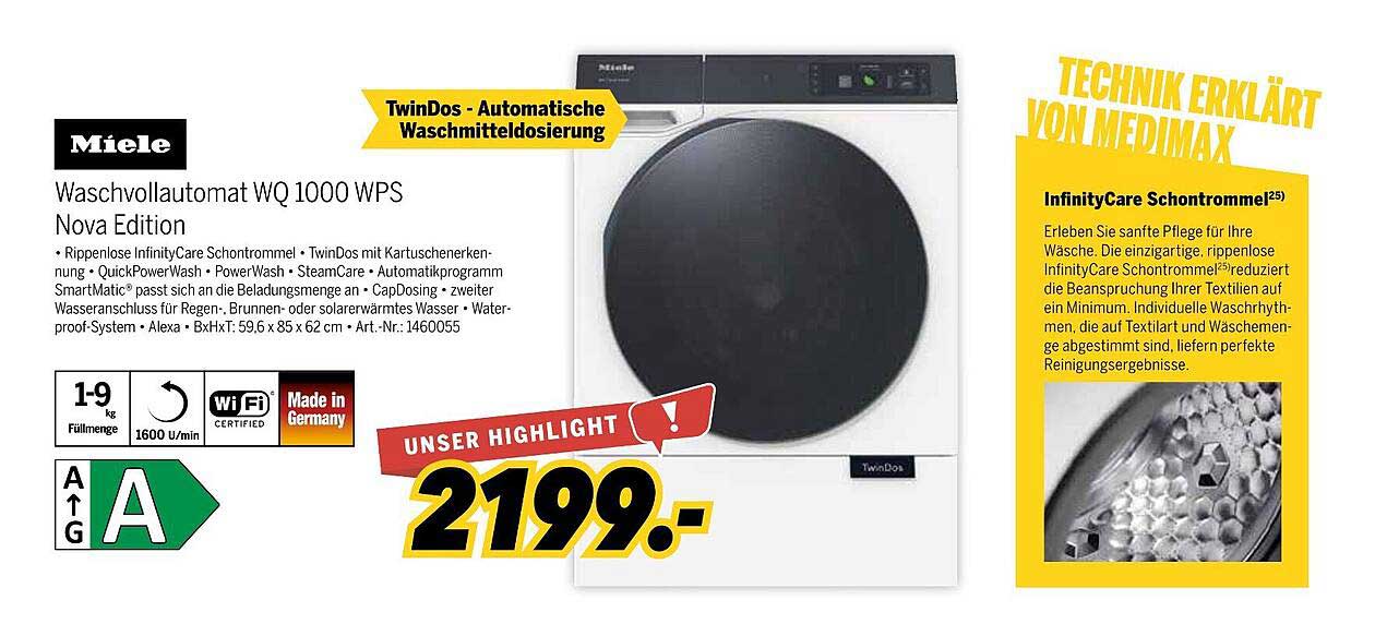 Miele Waschvollautomat WQ 1000 WPS Nova Edition