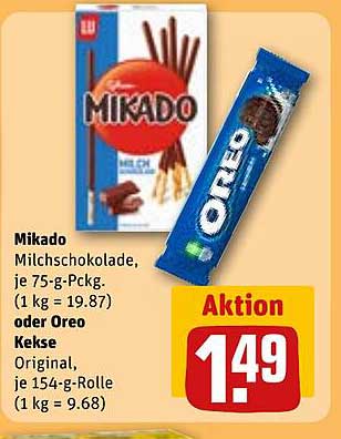Mikado Milchschokolade oder Oreo Kekse, je 1,49