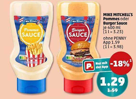 MIKE MITCHELL'S Pommes oder Burger Sauce je 400 ml - jetzt nur 1,29 €
