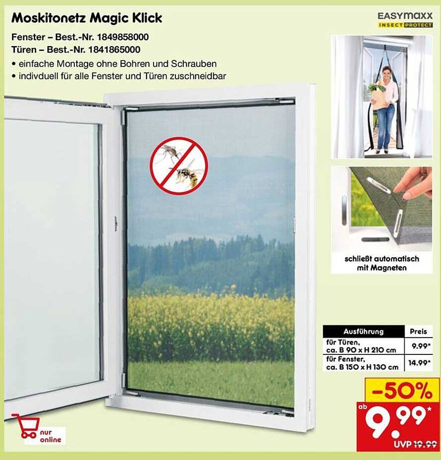 Moskitonetz Magic Klick für Fenster und Türen