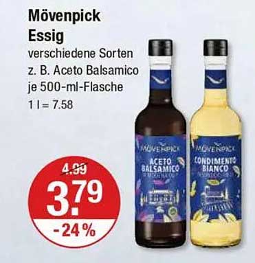 Mövenpick Essig - Verschiedene Sorten, z. B. Aceto Balsamico je 500-ml-Flasche