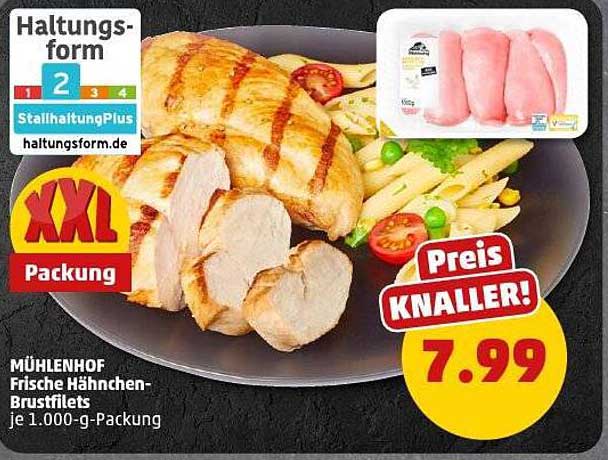 MÜHLENHOF Frische Hähnchen-Brustfilets je 1.000-g-Packung