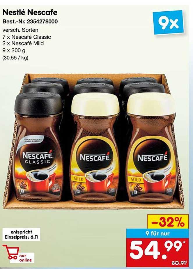Nestlé Nescafé Classic und Mild - 9er Pack