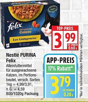 Nestlé PURINA Felix - Alleinfuttermittel für ausgewachsene Katzen