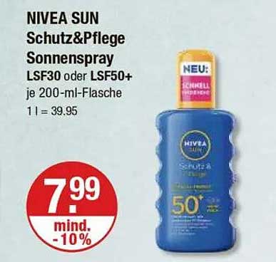 NIVEA SUN Schutz & Pflege Sonnenspray LSF30 oder LSF50+ 200 ml