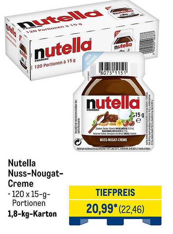 Nutella Nuss-Nougat-Creme 120 Portionen à 15 g
