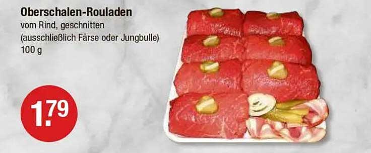 Oberschalen-Rouladen vom Rind, geschnitten (ausschließlich Färse oder Jungbulle)
