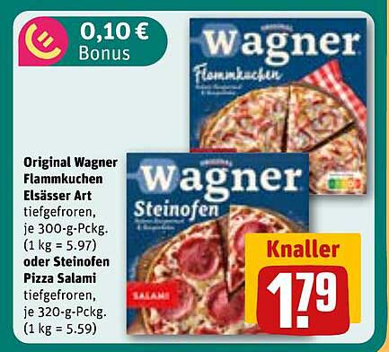 Original Wagner Flammkuchen Elässer Art oder Steinofen Pizza Salami