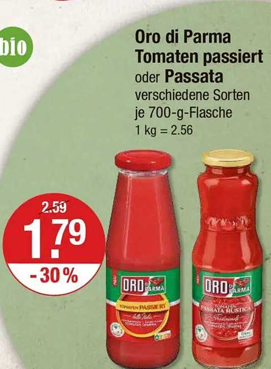 Oro di Parma Tomaten passierte oder Passata 700-g-Flasche – jetzt für nur 1,79 Euro!