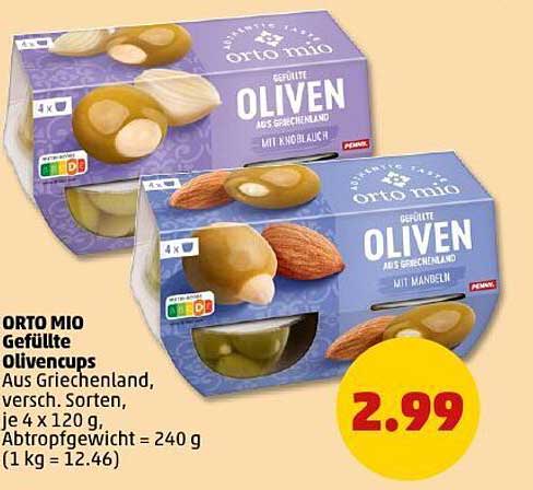ORTO MIO Gefüllte Olivencups aus Griechenland, versch. Sorten