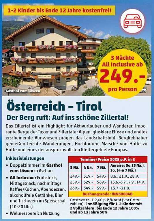 Österreich – Tirol: 3 Nächte All Inclusive ab 249,- pro Person