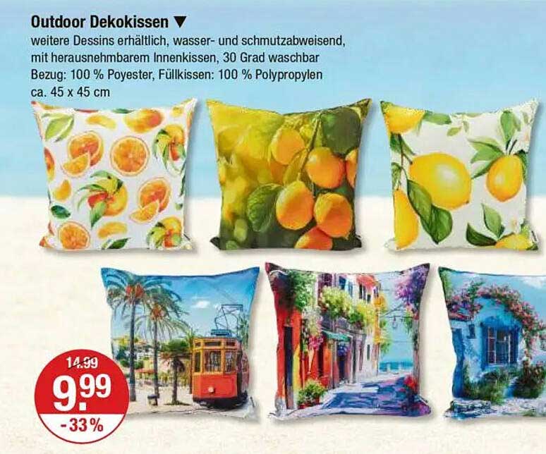 Outdoor Dekokissen - weitere Dessins erhältlich, wasser- und schmutzabweisend