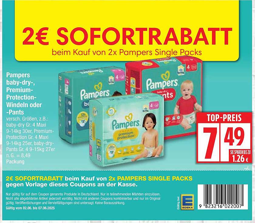 Pampers baby-dry- und Premium-Protection-Windeln oder -Pants