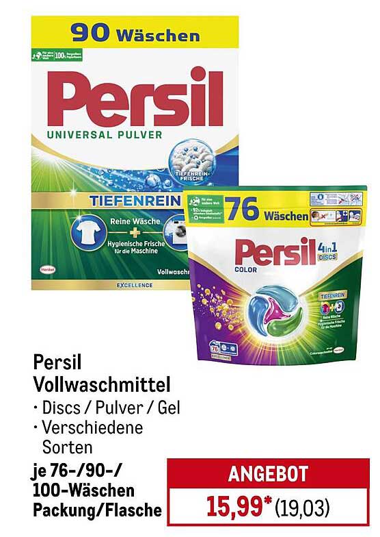 Persil Vollwaschmittel - 76 - 90 - 100 Wäschen