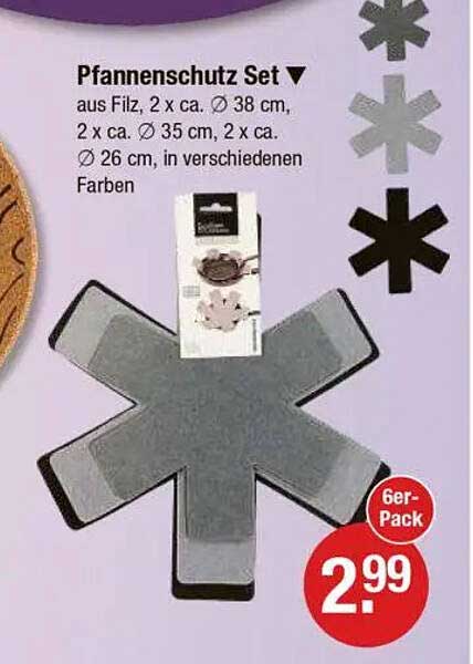 Pfannenschutz Set aus Filz, 6er-Pack