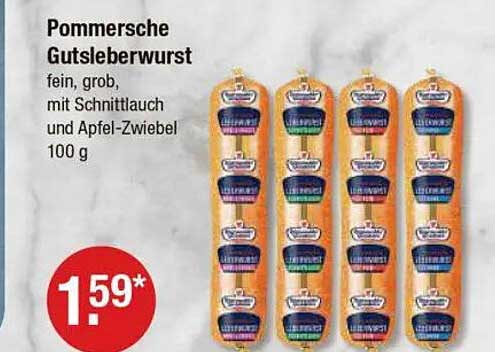 Pommersche Gutsleberwurst fein, grob, mit Schnittlauch und Apfel-Zwiebel 100 g