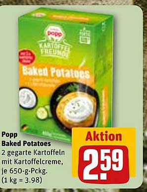 Popp Baked Potatoes - 2 gegarte Kartoffeln mit Kartoffelcreme, je 650-g-Packung