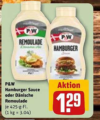P&W Hamburger Sauce oder Dänische Remoulade je 425-g-Fl.