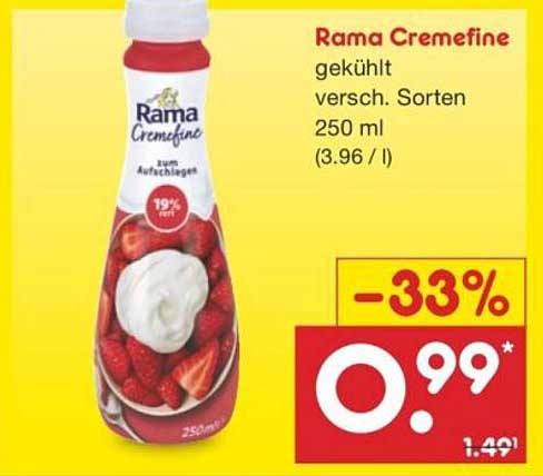 Rama Cremefine gekühlt, verschiedene Sorten 250 ml