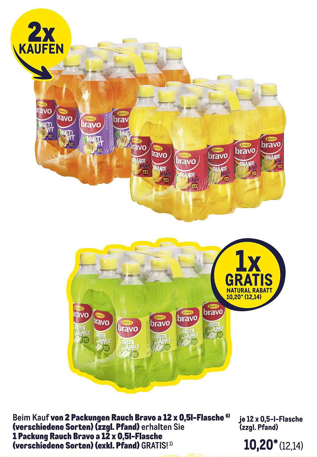 Rauch Bravo Getränke – 12x 0,5L Flasche, verschiedene Sorten