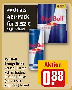 Red Bull Energy Drink - Aktion für nur 0,88 €