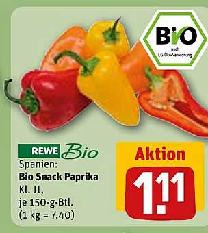 REWE Bio Snack Paprika Kl. II, je 150-g-Btl.