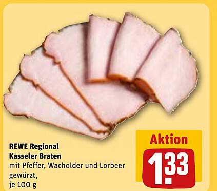 REWE Regional Kasseler Braten mit Pfeffer, Wacholder und Lorbeer gewürzt, je 100 g