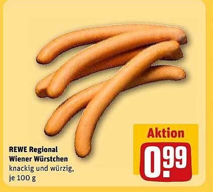 REWE Regional Wiener Würstchen, knackig und würzig, je 100 g