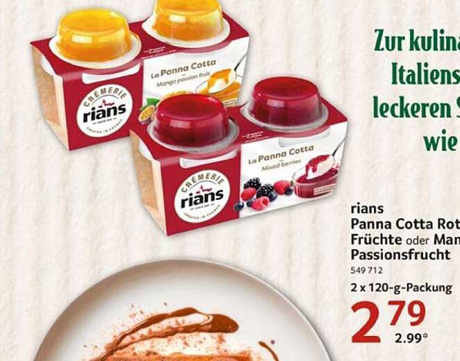 rians Panna Cotta in verschiedenen Geschmacksrichtungen