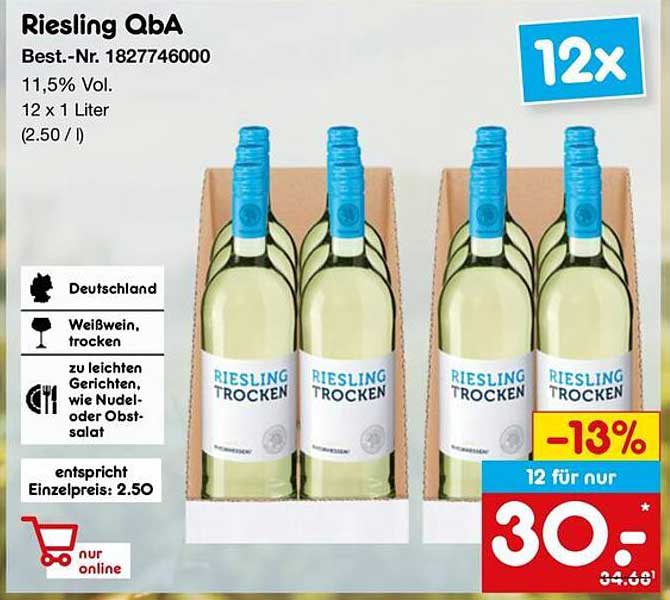 Riesling QbA - 12 Flaschen für 30€