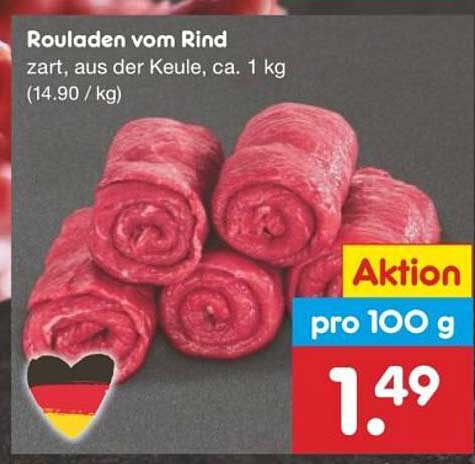 Rouladen vom Rind - zart aus der Keule, ca. 1 kg