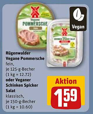 Rügenwalder Vegane Pommesche und Veganer Schinken Spicker Salat