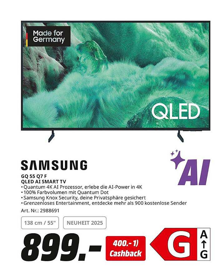 Samsung GQ 55 Q7 F QLED AI Smart TV