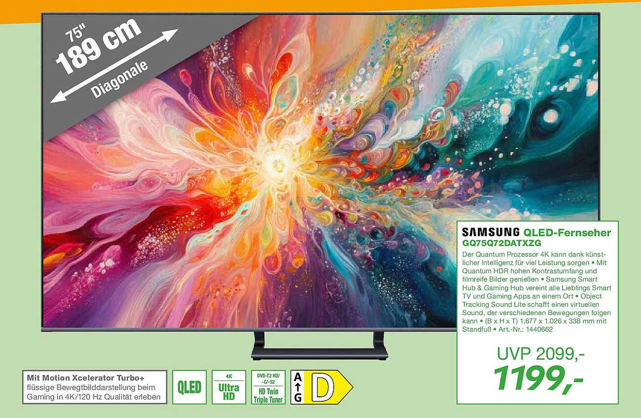 Samsung QLED-Fernseher GQ75Q72DATXZG