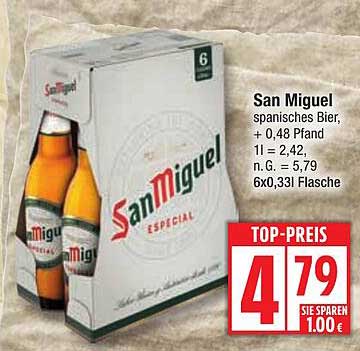 San Miguel spanisches Bier, 6x0,33l
