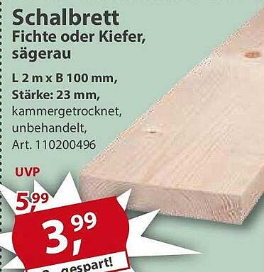 Schalbrett Fichte oder Kiefer, sägerau