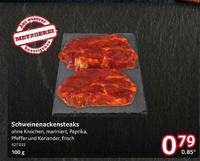 Schweinennackensteaks - ohne Knochen, mariniert, frisch