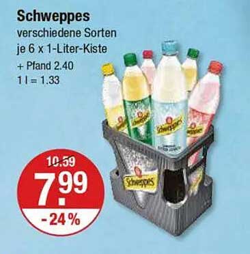 Schweppes verschiedene Sorten je 6 x 1-Liter-Kiste