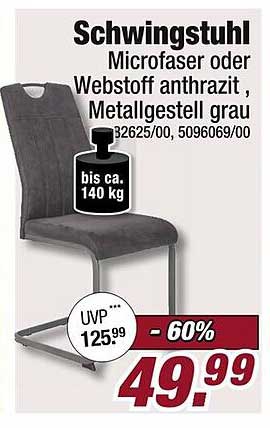 Schwingstuhl Microfaser oder Webstoff anthrazit, Metallgestell grau