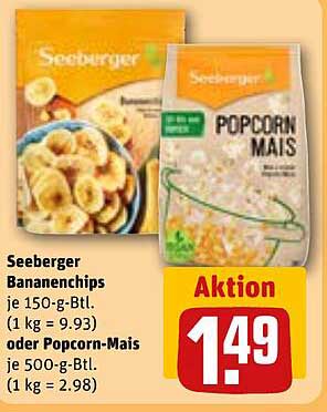 Seeberger Bananenchips oder Popcorn-Mais - Aktion