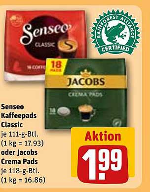 Senseo Kaffeepads Classic oder Jacobs Crema Pads