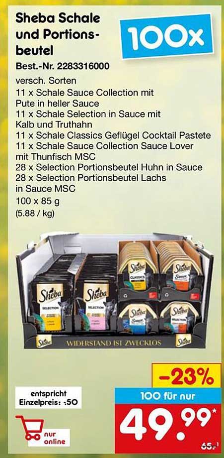 Sheba Schale und Portionsbeutel 100 x 85 g