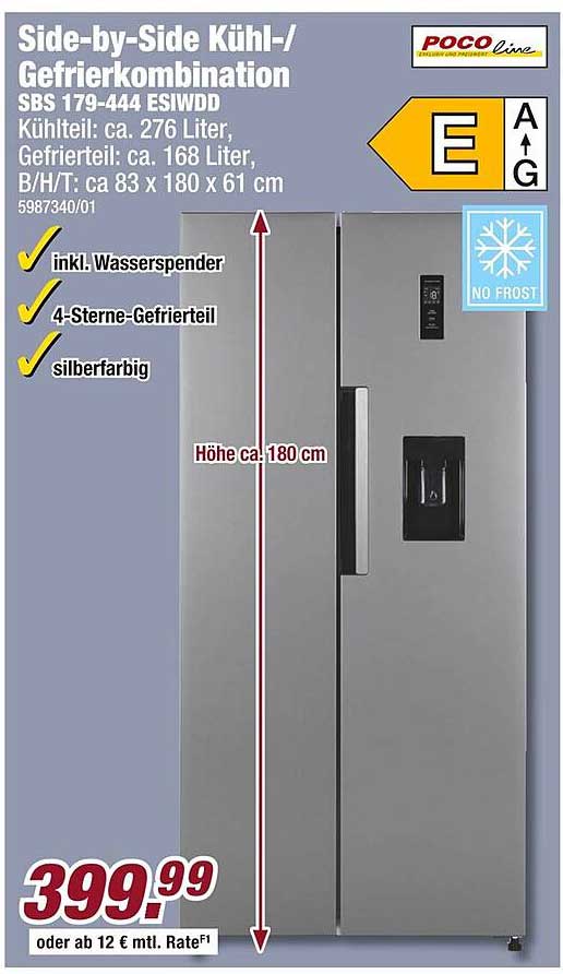 Side-by-Side Kühl-/Gefrierkombination SBS 179-444 ESIWDD