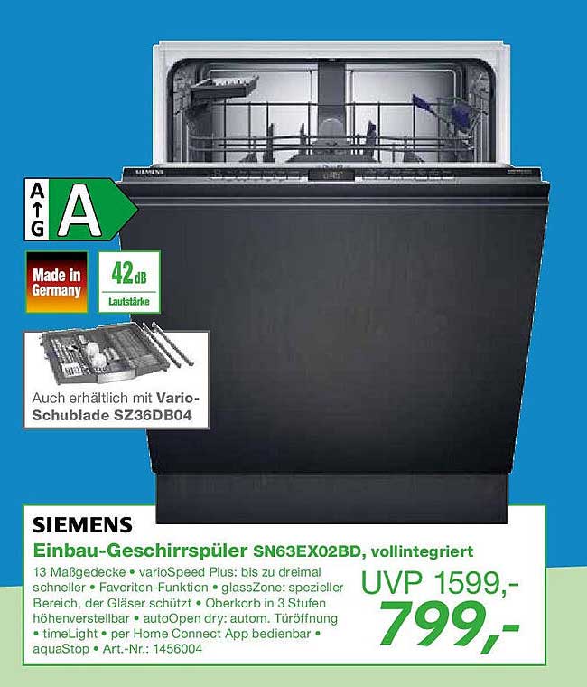 Siemens Einbau-Geschirrspüler SN63EX02BD, vollintegriert