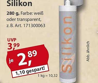 Silikon - 280 g, Farbe: weiß oder transparent