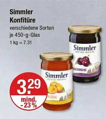 Simmler Konfitüre verschiedene Sorten je 450-g-Glas